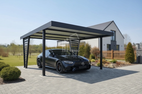 Ogłoszenie - Carport V PREMIUM 5x5,5m - Wypełnienie panelami - Wiata samochodowa - antracyt ID1195. Zdjęcie 2