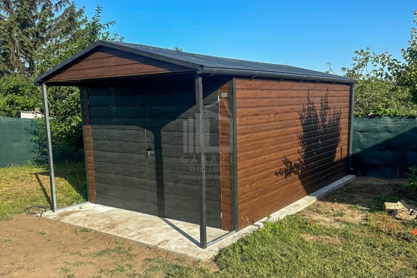 Ogłoszenie - Schowek - domek ogrodowy Garaż 3,5x4m - wiata 0,5m - brama dwuskrzydłowa - okno - drewnopodobny rynny ID1059. Zdjęcie 3