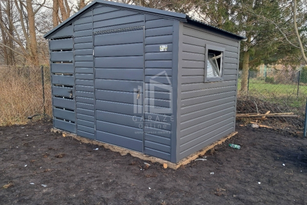 Ogłoszenie - Schowek domek ogrodowy 2x2m - drzwi - antracyt - dach dwuspadowy ID991. Zdjęcie 4
