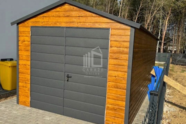 Ogłoszenie - Garaż blaszany 4x6m - Brama dwuskrzydłowa - jasny orzech - drewnopodobny - antracyt - dach dwuspadowy ID1063. Zdjęcie 5