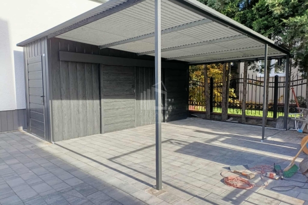 Ogłoszenie - Schowek - domek ogrodowy 1,7x5 + wiata 3,3m 2x drzwi przesuwne drzwi standard drewnopodobne ID1171. Zdjęcie 6
