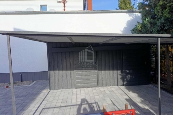 Ogłoszenie - Schowek - domek ogrodowy 1,7x5 + wiata 3,3m 2x drzwi przesuwne drzwi standard drewnopodobne ID1171. Zdjęcie 3