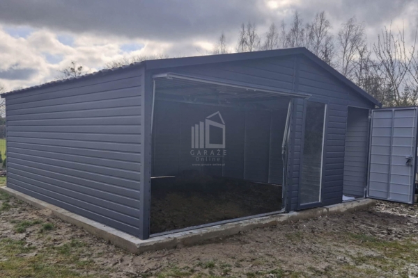 Ogłoszenie - Garaż blaszany 6x5,8m - Brama uchylna - drzwi - okno - antracyt - blachodachówka - dach dwuspadowy ID1065. Zdjęcie 5