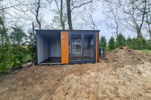 Ogłoszenie - Schowek - Domek Ogrodowy PREMIUM 2,5x2,5m - wiata 1,5m - drzwi PCV Drewnopodobny dach Spad w tył ID1017. Zdjęcie 5