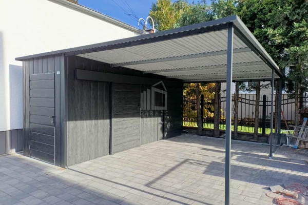 Ogłoszenie - Schowek - domek ogrodowy 1,7x5 + wiata 3,3m 2x drzwi przesuwne drzwi standard drewnopodobne ID1171. Zdjęcie 5