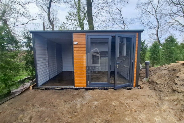 Ogłoszenie - Schowek - Domek Ogrodowy PREMIUM 2,5x2,5m - wiata 1,5m - drzwi PCV Drewnopodobny dach Spad w tył ID1017. Zdjęcie 10