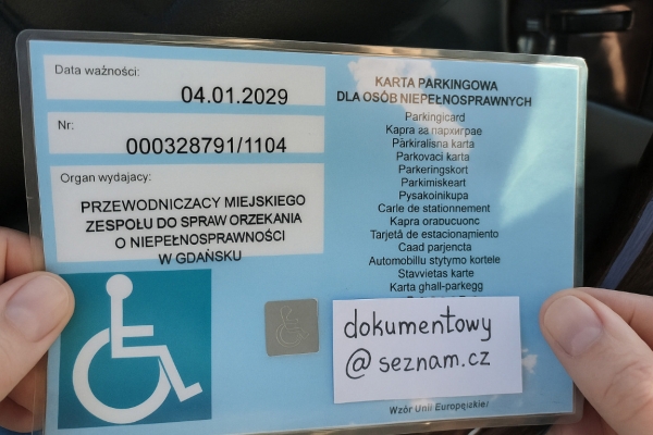 Ogłoszenie - Karta Parkingowa Dla Osób Niepełnosprawnych Oryginał. Zdjęcie 1