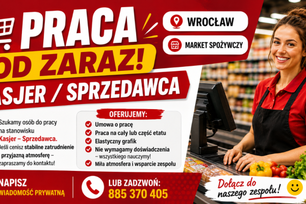 Ogłoszenie - Kasjer - Sprzedawca (K/M/X). Zdjęcie 1