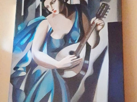Ogłoszenie - Sprzedam obraz malowany ręcznie - tamara łempicka - Kobieta z tamburyne,. Zdjęcie 1