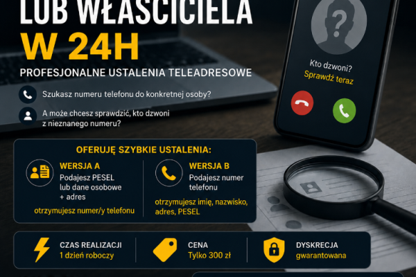 Ogłoszenie - Znajdź osobę po numerze w 24h Informatyk/Haker– Profesjonalne ustalenia teleadresowe**. Zdjęcie 1