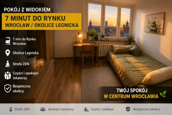 Ogłoszenie - Pokój (15 met) Okolice Legnickiej BALKON/WINDA (Wrocław). Zdjęcie 1
