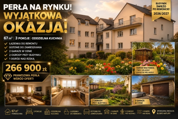 Ogłoszenie - 3pok, 66met, okolice Bolkowa 3 OGRÓDKI/2 GARAŻE (Wolbromek). Zdjęcie 1