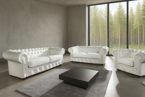 Ogłoszenie - Komplet w skórze CHESTERFIELD SZEROKI -  Angielski styl. Zdjęcie 9