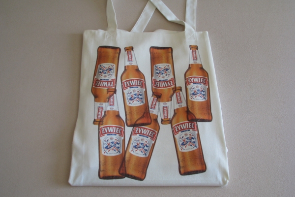 Ogłoszenie - Duża bawełniana torba plażowa, piknikowa Żywiec typu shopper 54 x 47 cm. Zdjęcie 1