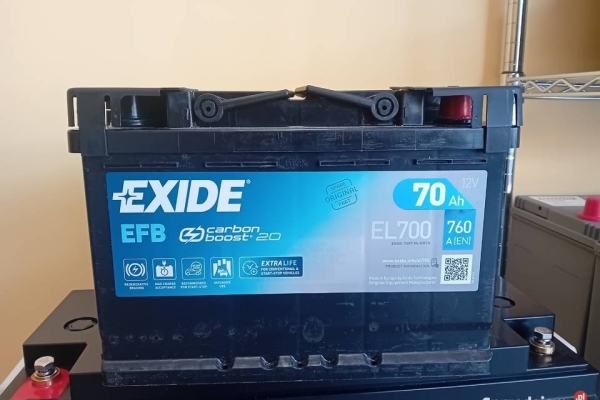 Ogłoszenie - Akumulator 70Ah 760A prawy plus Exide EFB start stop Specpart Wołomin. Zdjęcie 1