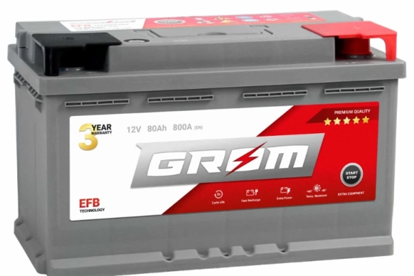 Ogłoszenie - Akumulator GROM EFB START&STOP 80Ah 800A Prawy Plus. Zdjęcie 1