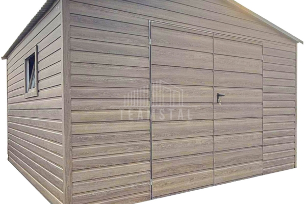 Ogłoszenie - Schowek - domek ogrodowy 4x3m - brama dwuskrzydłowa  - okno - winchester - drewnopodobny - dach dwuspadowy TS1133. Zdjęcie 1
