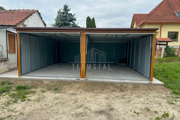 Ogłoszenie - Garaż blaszany 6x6m - 2x brama uchylna - jasny orzech - drewnopodobny - rynna - dach spad w tył TS1118. Zdjęcie 5