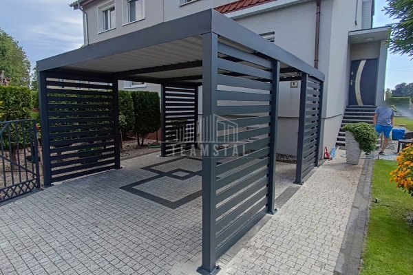 Ogłoszenie - CarPort PREMIUM - wiata samochodowa 4x5 - antracyt - dodatkowa zabudowa TS1111. Zdjęcie 2