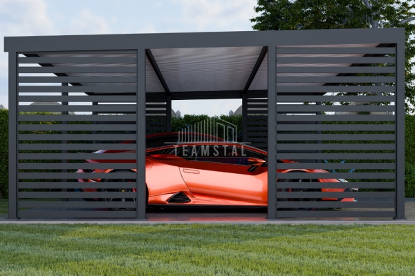 Ogłoszenie - CarPort PREMIUM - wiata samochodowa 7x5 - antracyt - dodatkowa zabudowa TS1110. Zdjęcie 5