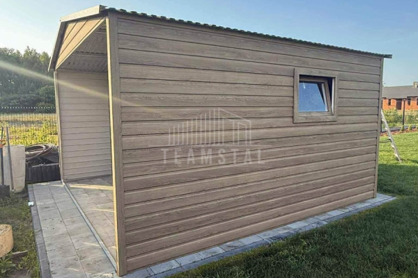 Ogłoszenie - Schowek - domek ogrodowy 4x3m - brama dwuskrzydłowa  - okno - winchester - drewnopodobny - dach dwuspadowy TS1133. Zdjęcie 2