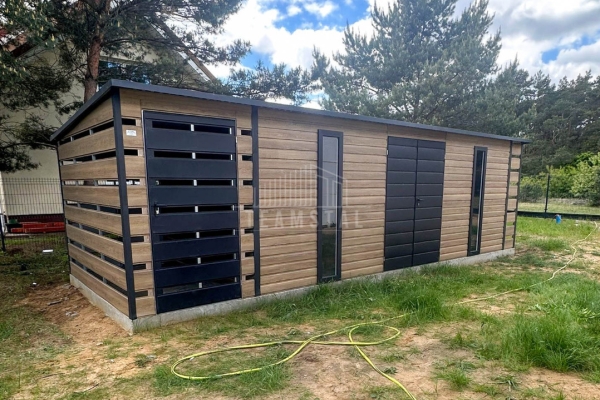 Ogłoszenie - Schowek domek ogrodowy 6x2,5m wiata 0,5m wiata 1,2m drzwi 2x okno brama dwuskrzydłowa TS1135. Zdjęcie 2