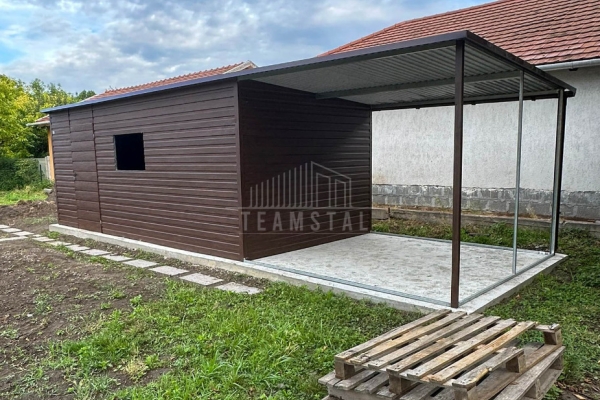 Ogłoszenie - Schowek - domek ogrodowy 6x3m - wiata 3m - drzwi - otwór na okno - drewnopodobny - dach spad w bok TS1136. Zdjęcie 5