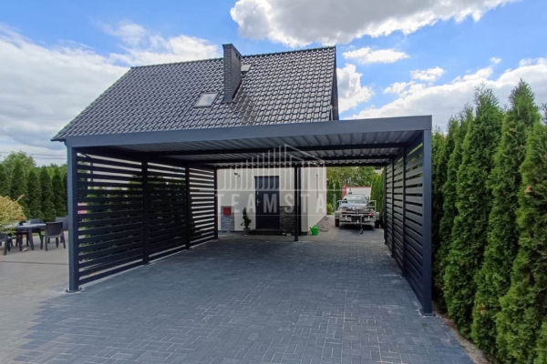 Ogłoszenie - CarPort PREMIUM - wiata samochodowa 6x6 - antracyt - dodatkowa zabudowa TS1113. Zdjęcie 3