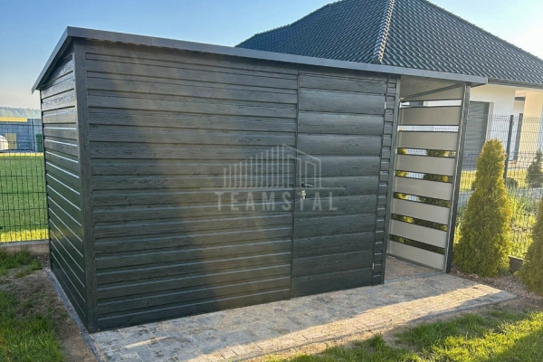 Ogłoszenie - Schowek - domek ogrodowy 3x2m - wiata 1m - drzwi - sosna norweska - drewnopodobny - dach spad w tył TS1132. Zdjęcie 5