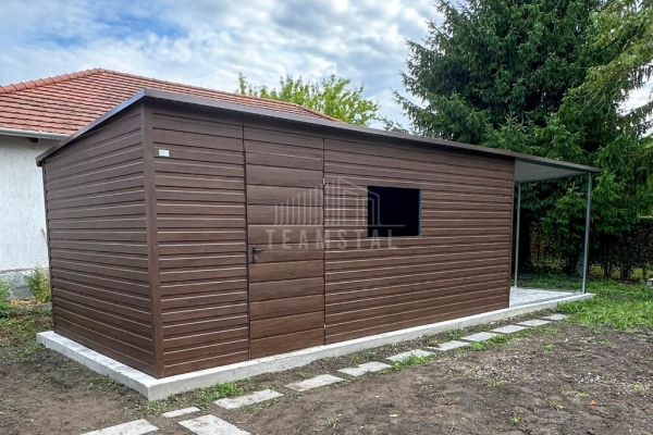 Ogłoszenie - Schowek - domek ogrodowy 6x3m - wiata 3m - drzwi - otwór na okno - drewnopodobny - dach spad w bok TS1136. Zdjęcie 4