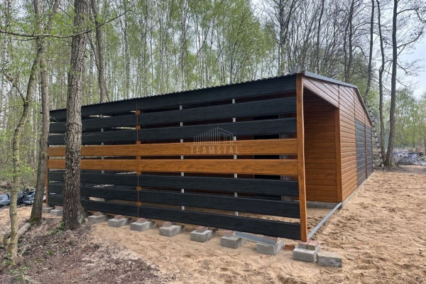 Ogłoszenie - Garaż blaszany 10,5x6m wiata 4,5m 2x brama uchylna drzwi drewnopodobny TS1122. Zdjęcie 5