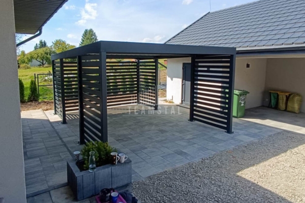 Ogłoszenie - CarPort PREMIUM - wiata samochodowa 4x6 - antracyt - dodatkowa zabudowa TS1112. Zdjęcie 4