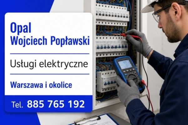 Ogłoszenie - Opal Wojciech Popławski - elektryk z uprawnieniami dostępny całą dobę w Warszawie. Zdjęcie 1