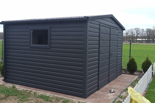 Ogłoszenie - Domek Narzędziowy 4x3m Ciemny Grafit MAT Dach dwuspadowy, brama, okno PRODUCENT. Zdjęcie 4