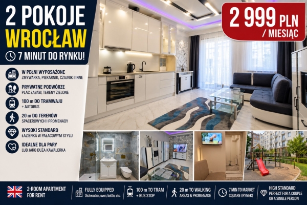 Ogłoszenie - 2pok, 45met, Okolice Kasprowicza WYSOKI STANDARD (Wrocław). Zdjęcie 1