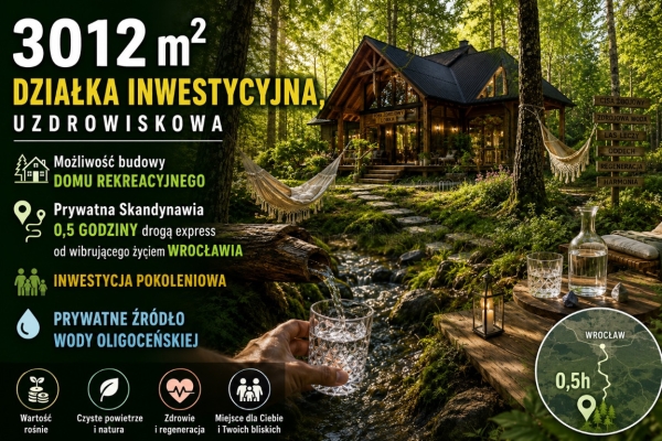 Ogłoszenie - Działka inwestycyjna (3012 met) okolice Wrocławia (Ostrowina). Zdjęcie 1