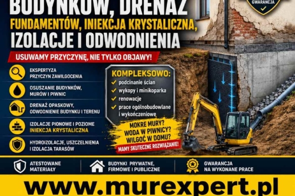 Ogłoszenie - Osuszanie budynków, drenaż fundamentów, iniekcja krystaliczna, izolacje i odwodnienia. Zdjęcie 4