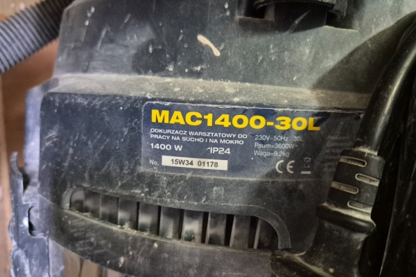 Ogłoszenie - Syndyk sprzeda odkurzacz warsztatowy MAC 1400W. Zdjęcie 2