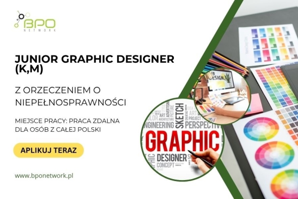 Ogłoszenie - Junior Graphic Designer (K,M) z orzeczeniem o niepełnosprawności - praca zdalna dla osób z całej Polski. Zdjęcie 2