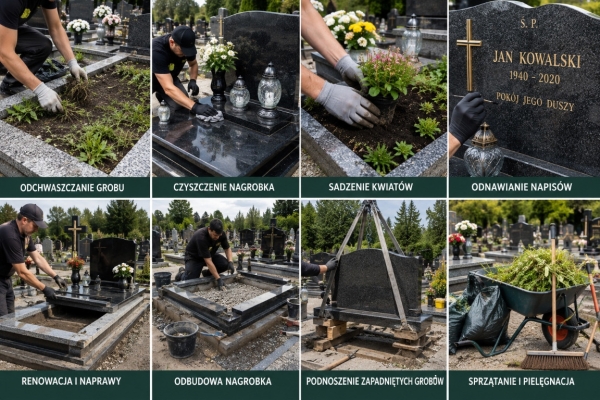 Ogłoszenie - Poprawienie grobu, który jest przechylony, zapadnięty, tel. 504-746-203, cmentarz Wrocław, zakład kamieniarski. Zdjęcie 1