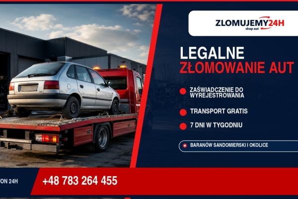 Ogłoszenie - Złomowanie aut - Baranów Sandomierski i okolice. Zdjęcie 1