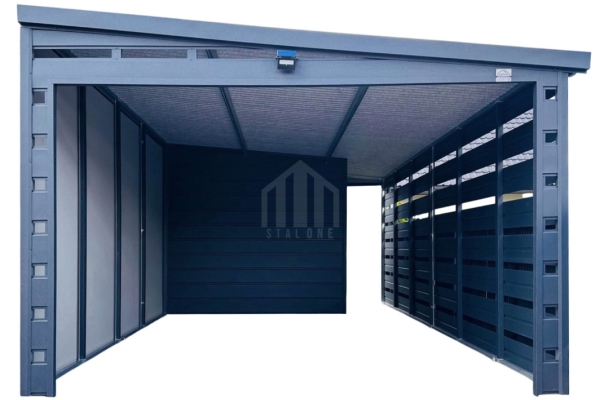Ogłoszenie - Carport wiata samochodowa 3,5x6 m pomieszczenie gospodarcze drzwi okno dach SO217. Zdjęcie 1