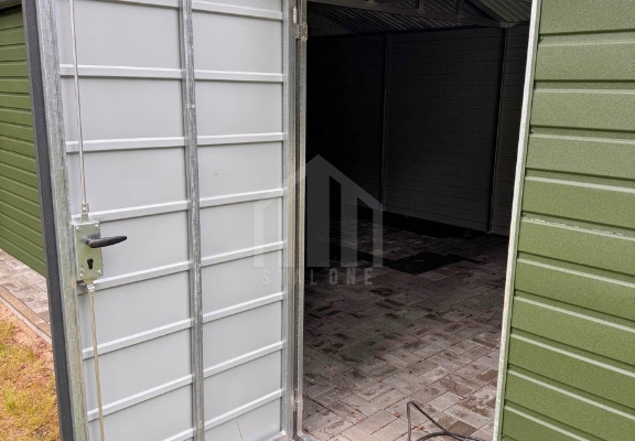 Ogłoszenie - Garaż blaszany 5x6 m - brama uchylna - drzwi - zielony - antracyt - dach dwuspadowy - rynny SO212. Zdjęcie 2