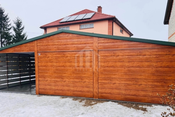 Ogłoszenie - Garaż blaszany 6x6 + wiata 3m - 2x brama uchylna - drzwi - jasny orzech - drewnopodobny - rynna - dach dwuspadowy SO192. Zdjęcie 4