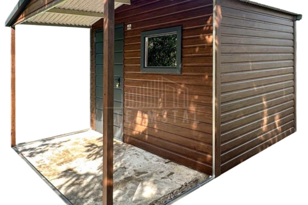Ogłoszenie - Schowek - domek ogrodowy 2,5x2 m + wiata 1,5 m - drzwi - okno drewnopodobny - dach TS1290. Zdjęcie 1