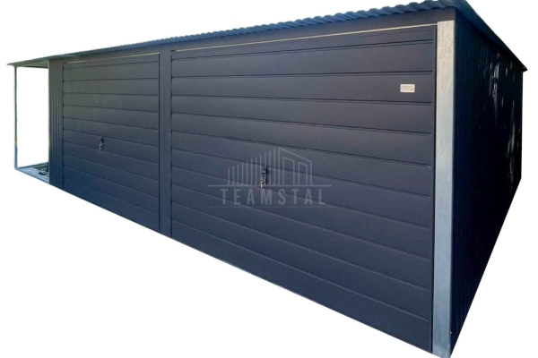 Ogłoszenie - Garaż blaszany 6,5x5m + wiata 2x5m - 2x brama uchylna - antracyt - dach spad w tył - rynna TS1315. Zdjęcie 1