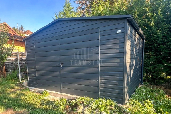 Ogłoszenie - Schowek - Domek ogrodowy 5x4 m - brama dwuskrzydłowa - antracyt - dach dwuspadowy - rynny TS1344. Zdjęcie 4