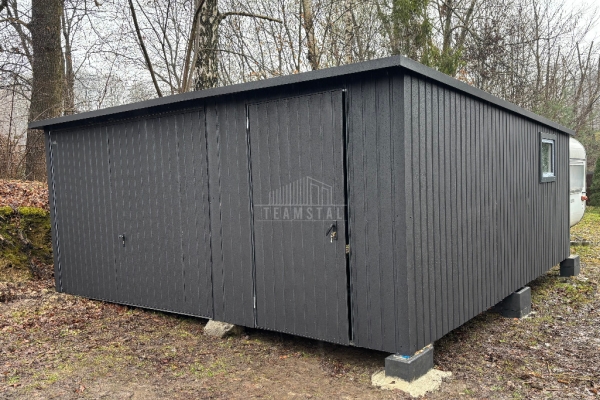 Ogłoszenie - Garaż blaszany 5x6m - brama uchylna - drzwi - okno - antracyt - dach spad w tył TS1144. Zdjęcie 2