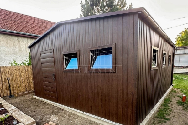 Ogłoszenie - Garaż blaszany 5x6 m - brama dwuskrzydłowa - drzwi - 5x okno drewnopodobny - rynny dach TS1309. Zdjęcie 4