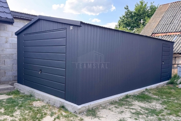 Ogłoszenie - Garaż blaszany 5x7m - brama uchylna - drzwi - antracyt - dach dwuspadowy TS1331. Zdjęcie 3